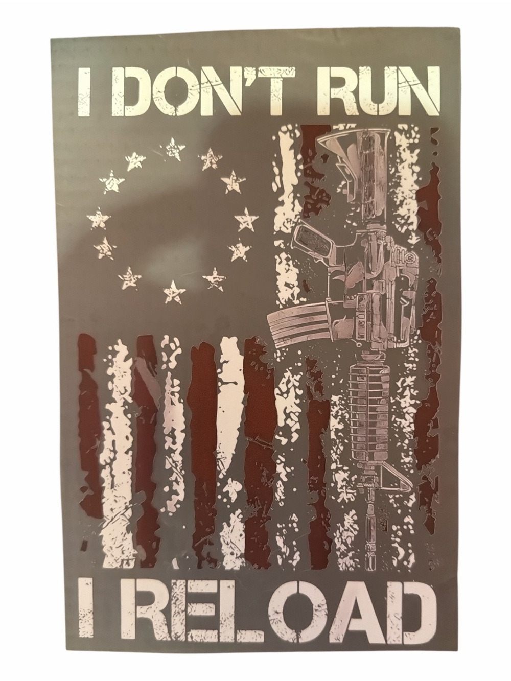 I Don't Run I Reload Patriotic Flag Gun T-Shirt Heat Transfer Decal 6”x9”